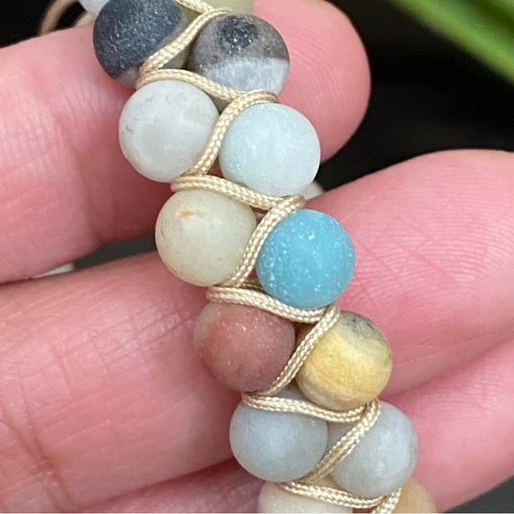 Natural Stones Braided Adjustable Boho Stackable Cord Bracelet - Picture 5 of 8